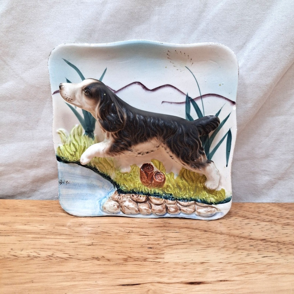 Vintage 3D Ceramic Wall Hunting Dog Hanging Retro Outdoors Unique IDEAL
